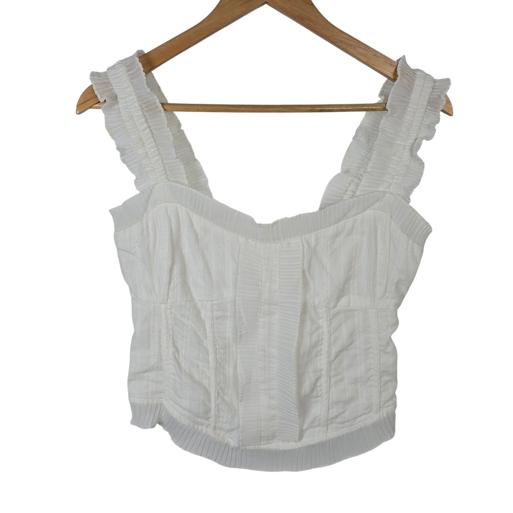 Heartloom White Ruffle Corset Top NWT Cotton Smocked Back Cropped Tank Large